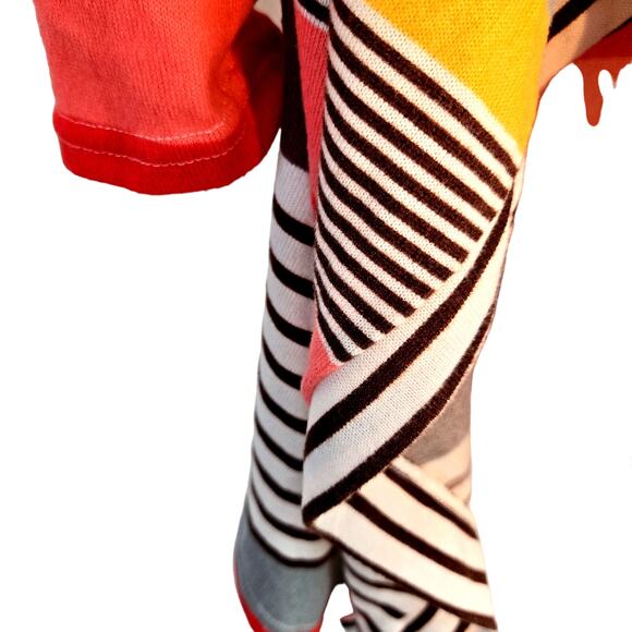 Myobe Women's Sweater Cardigan Medium M Striped Orange Brown Misses Size 8 10 - Picture 4 of 8